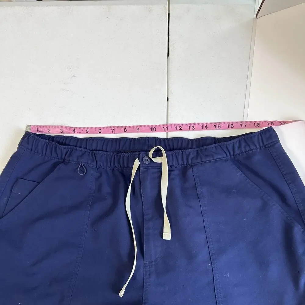 Figs Scrub Set Men 2XL SHORT Leon 3-pocket Top + Cairo Pants Short Navy Blue